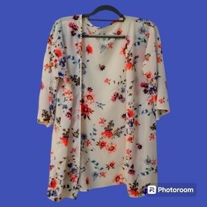 3/$30 YETT'S Fairycore Floral Chiffon Beach Cover-up Open Front Kimono